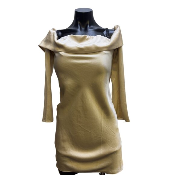 Reformation Off-Shoulder Champagne Dress M - Picture 1 of 4